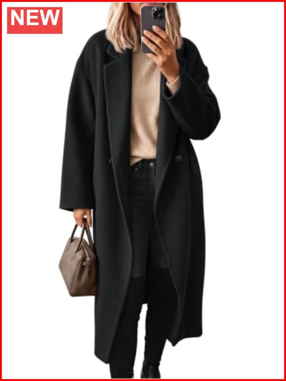 Women's Winter Double Breasted Wool Coat Long Outerwear Trench